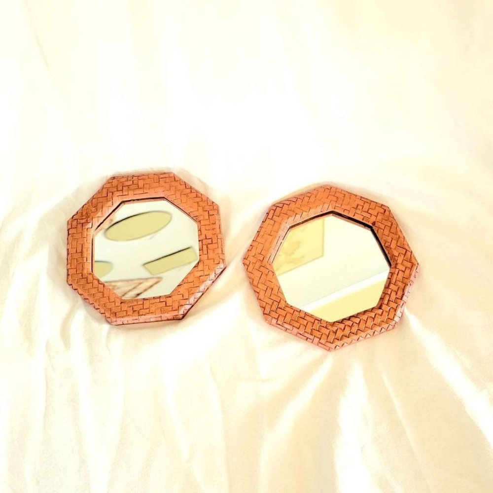 Vintage Woven Homco Style Mirrors